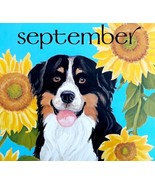 Bernese Mountain Dog Sunflower September Poster Calendar 14 x 11&quot; Art DW... - £23.62 GBP