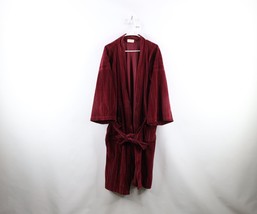 Vintage 70s Mens OSFA Distressed Striped Velour Velvet Belted Bath Robe USA - £41.18 GBP