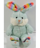 Vintage Semo America Inc Rainbow Ear Blue Stuffed Bunny Rabbit Nursery - £7.89 GBP