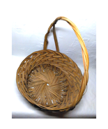 Round Straw Rattan &quot;farmhouse&quot; Basket w/ Hoop Handle - 11&quot;x11&quot;x14&quot; Phili... - $16.12 CAD