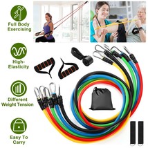 11Pcs Resistance Band Set Yoga Pilates Exercise Fitness Tube Body Workout Bands - £31.33 GBP