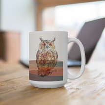 Owl Bird Spirit Animal Japanese Waves Geometric Background Pattern Tall Mug 15oz - £18.97 GBP