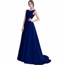 Backless Bateau Beaded Lace A Line Long Prom Evening Dresses Royal Blue US 8 - £101.19 GBP