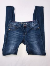 Girls Lee Ankle Crop Blue Destroyed Jeans Sz 12 Adjustable Flowers Embro... - $15.00