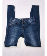 Girls Lee Ankle Crop Blue Destroyed Jeans Sz 12 Adjustable Flowers Embro... - £11.97 GBP