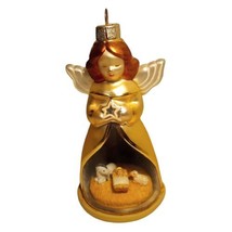 Hallmark Keepsake Glass Ornament Blessed by Heaven Angel Nativity Gold 2009 6&quot; - £7.56 GBP