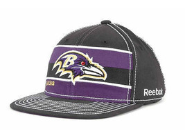 Baltimore Ravens Reebok NFL Football Scrimmage Stretch Fit Flat Bill Cap Hat - £17.39 GBP