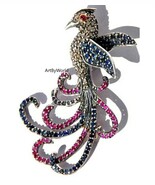 Victorian Rose cut Diamond Bird Silver Brooch, Edwardian Brooch, Handmad... - $477.32 CAD