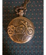 Mens Unisex Steampunk Bronze Tone Pocket Watch Quartz Pendant Necklace M... - $8.00