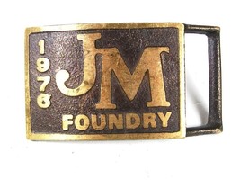 1976 JM FOUNDY Brass Belt Buckle 72916 - £43.14 GBP