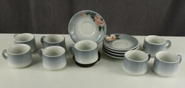 Vintage Lot Restaurant JACKSON CHINA Coffee Cups &amp; Saucers Hibiscus Pattern - £30.03 GBP