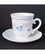 Arcopal Romantique Tea Cup &amp; Saucer Set White &amp; Blue - £11.35 GBP