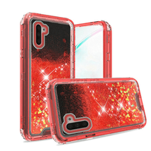 For Samsung Note 10 Clear Liquid Glitter Quicksand Case Cover RED - £4.59 GBP