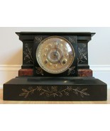 antique CAST IRON mantel clock rare ANSONIA floral black NEW YORK beauti... - £236.84 GBP
