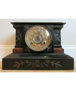 antique CAST IRON mantel clock rare ANSONIA floral black NEW YORK beauti... - $6,014.62 MXN