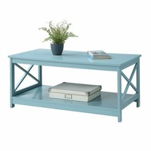 Oxford Coffee Table With Shelf In Sea Foam Green Wood - $195.99