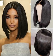 14&quot; Cool Black Short Bob Wigs Straight Natural Full Hair Synthetic Wigs Women Us - £18.95 GBP
