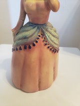 Vintage ceramic mold bank girl in dress flowers handpainted figure statue - $18.98