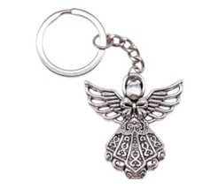 Silver Tone Guardian Angel Charm Keychain Key Ring With Free Gift Box - £2.80 GBP