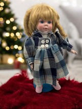 Vintage MYD Marian Yu Desings Porcelain Doll Blonde hair Plaid Coat Numbered + s - £23.96 GBP