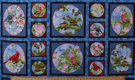 23.75&quot; X 44&quot; Panel Birds Songbirds Flowers Songs of Nature Spring Cotton D784.59 - £6.69 GBP
