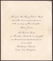 Robert Kent &amp; Bessie Davis Read Marriage Announcement - Exeter, NH (1909) - $15.75