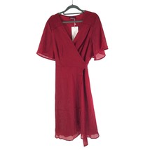 Bloomchic Womens Wrap Dress Metallic Shimmer Flutter Sleeve Scarlet Red 14-16 - £19.21 GBP