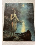 Nokomis daughter of the Moon Litho Compliments Of GEO. W. Caswell&#39;s Coff... - $188.05