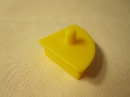 1990 MB Travel Games - Perfection game piece: Yellow Puzzle Shape #6 - $1.50