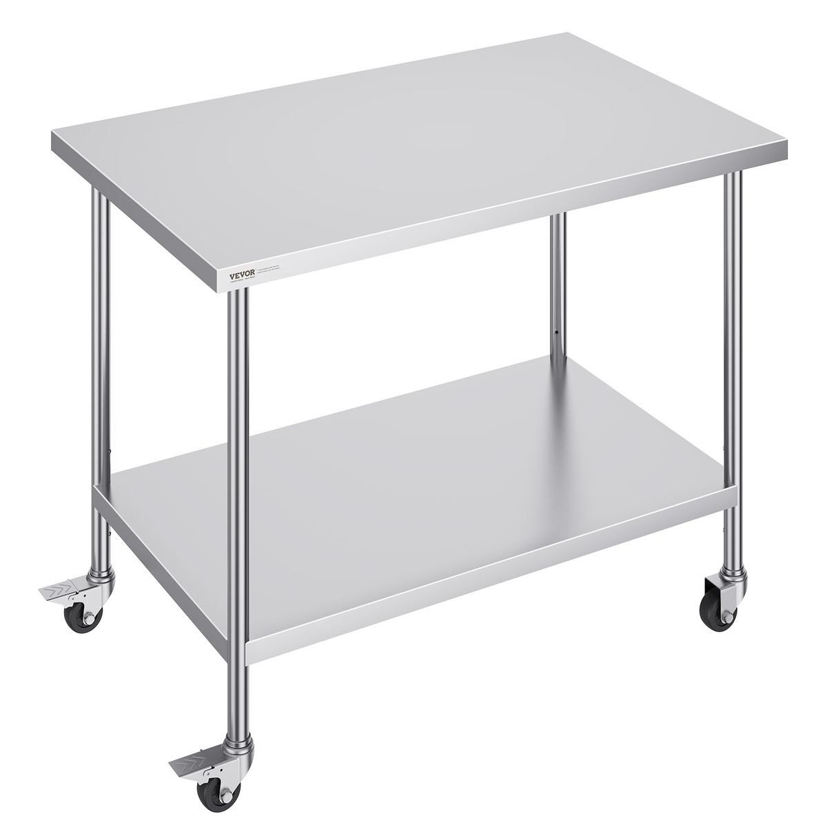 VEVOR Stainless Steel Adjustable Work Table 30x48x38 in, 2 Storeys with ... - $298.99