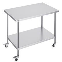 VEVOR Stainless Steel Adjustable Work Table 30x48x38 in, 2 Storeys with ... - $298.99