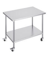 VEVOR Stainless Steel Adjustable Work Table 30x48x38 in, 2 Storeys with ... - $298.99
