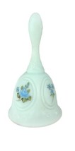 VTG Fenton Art Glass Bell Satin Blue Rose Hand Painted And Signed S. Mullins - £23.36 GBP