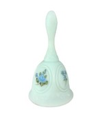 VTG Fenton Art Glass Bell Satin Blue Rose Hand Painted And Signed S. Mul... - $29.69