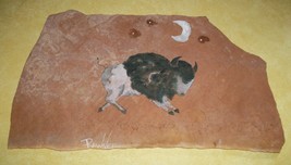 White Buffalo Dream Original Art On Stone Native American Indian Rawnee Cherokee - £217.33 GBP