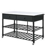 Emery Kitchen Island, White Cultured Marble Top &amp; Gray Finish - $1,476.36 CAD