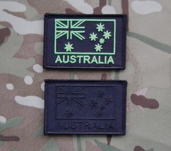 Covert Black/Lime Green &amp; Black Australian Flag Embroidered Patch Set SA... - £8.69 GBP