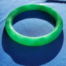 EARTH MINED Green Jade Deco Antique Bangle Old Semi Translucent Bracelet - £47,244.33 GBP
