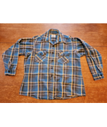 Vtg 1970s Woolrich Flannel Mens L 26 100% Flannel Shirt Shacket Blue Bro... - £59.91 GBP