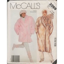 McCall&#39;s 2269 Shawl Collar Faux Fur Coat &amp; Jacket Pattern Misses Sz 18 20 Uncut - £13.83 GBP