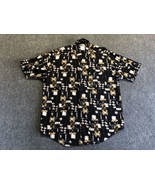 Untied Mens Size M Black  Button Front Short Sleeve Shirt - $15.83