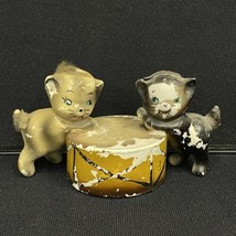 Lipper And Mann Cats Drum Figurine Oddity Creepy Japan Rare Vintage 1940s Or 50s - £136.27 GBP