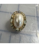 Vtg Christian Dior Pearl Crystal Rhinestones Gold Tone Clip On Earring S... - $346.12 MXN