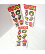 Vtg Christmas 18 Puffy Stickers 3 Sealed Packs of 6 Designs Commodore Ta... - $442.64 MXN