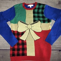 Jolly Sweaters Ugly Holiday Christmas Party Big Bow Gift Womens Size Medium - £19.37 GBP