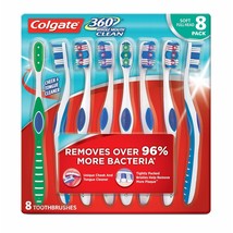 Colgate 360 Toothbrush with Tongue and Cheek Cleaner - Soft (8 Pack) - £27.17 GBP