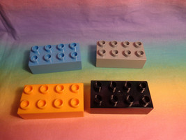 LEGO Duplo 4 Replacement Bricks Blue Grey Orange Black 2 X 4 Dot - £1.98 GBP