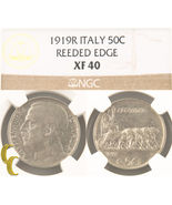 1919-R Italy 50 Centesimi Reeded Edge (NGC XF40) Italian 50c Cent KM#61.... - $17,869.47 MXN