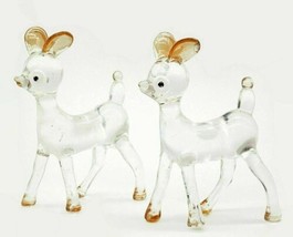 Vintage Lucite Clear Plastic Deer Animal Figures Hong Kong Orange Set of 2 - £10.27 GBP