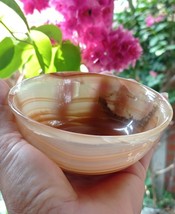 Natural Pink Agate Crystal Quartz Carved Bowl Healing Reiki Decoration 1pc - $95.00